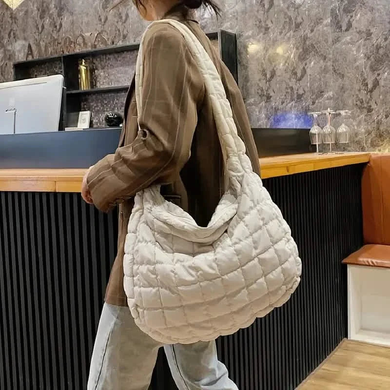 Padded Argyle Quilted Crossbody Hobo Bag
