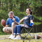 Padded Seat Arm Back Foldable Camping Chair Heavy Duty Steel Lawn