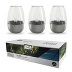 Pair of LED Flameless Glass Votive Lanterns with Realistic Flickering Flame and Metal Base