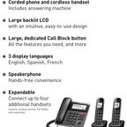 Panasonic Expandable Corded/Cordless Phone System with Answering Machine and One Touch Call Blocking – 2 Handsets  (Refurbished)