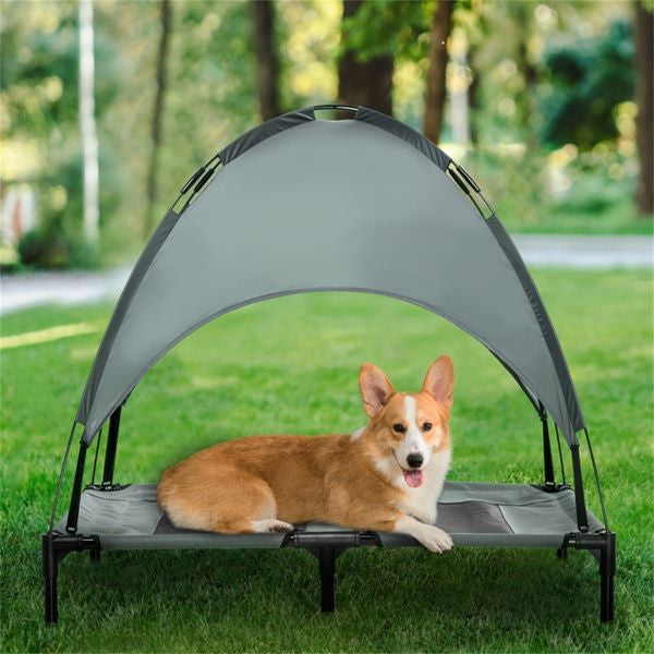 PAWAIR – Elevated Dog Bed with Cooling Mat and UV Protection for Outdoor Comfort