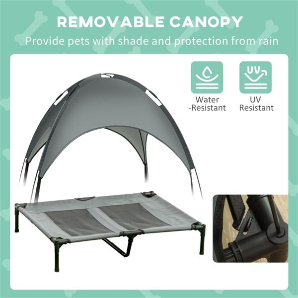 PAWAIR – Elevated Dog Bed with Cooling Mat and UV Protection for Outdoor Comfort