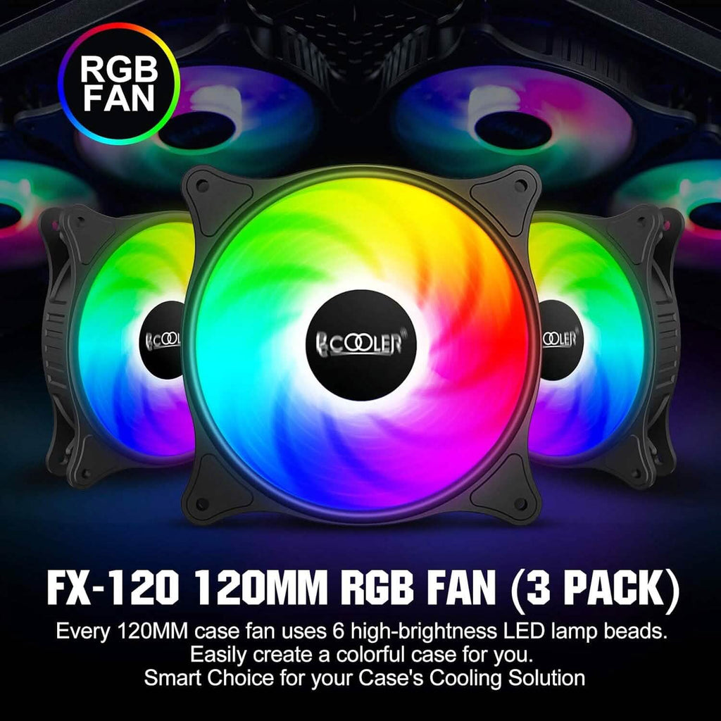 PCCOOLER 120MM Case Fan 3 Pack FX120 High Performance Cooling PC Fans  (Refurbished)