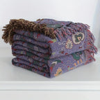 Boho Peacock Tassel Cotton Throw Blanket