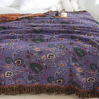 Boho Peacock Tassel Cotton Throw Blanket