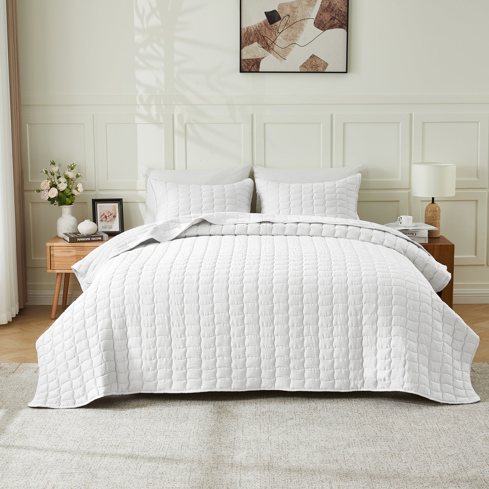 Gauze-Inspired Texture Quilt Set - Wave Stitch Collection