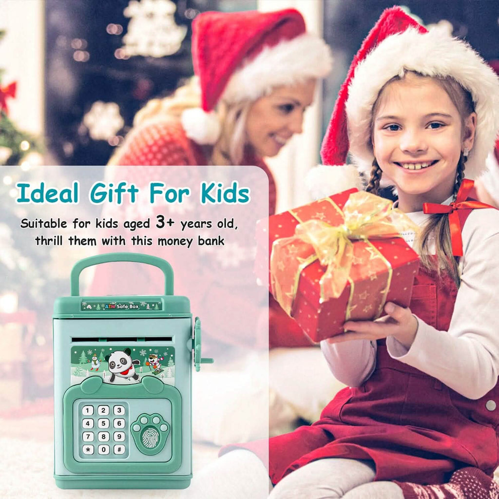 Piggy Bank Toy Cash Coin Money Saving Box with Password, Fingerprint Voice Prompt for 3+ Years Gold