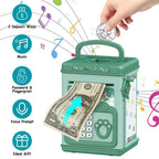 Piggy Bank Toy Cash Coin Money Saving Box with Password, Fingerprint Voice Prompt for 3+ Years Gold