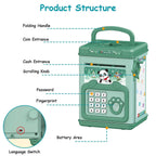 Piggy Bank Toy Cash Coin Money Saving Box with Password, Fingerprint Voice Prompt for 3+ Years Gold