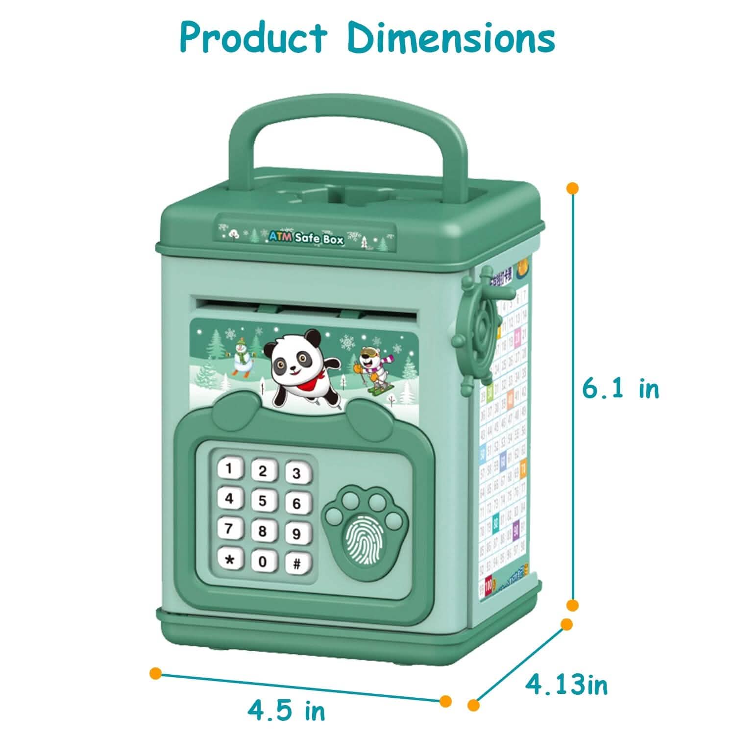 Piggy Bank Toy Cash Coin Money Saving Box with Password, Fingerprint Voice Prompt for 3+ Years Gold