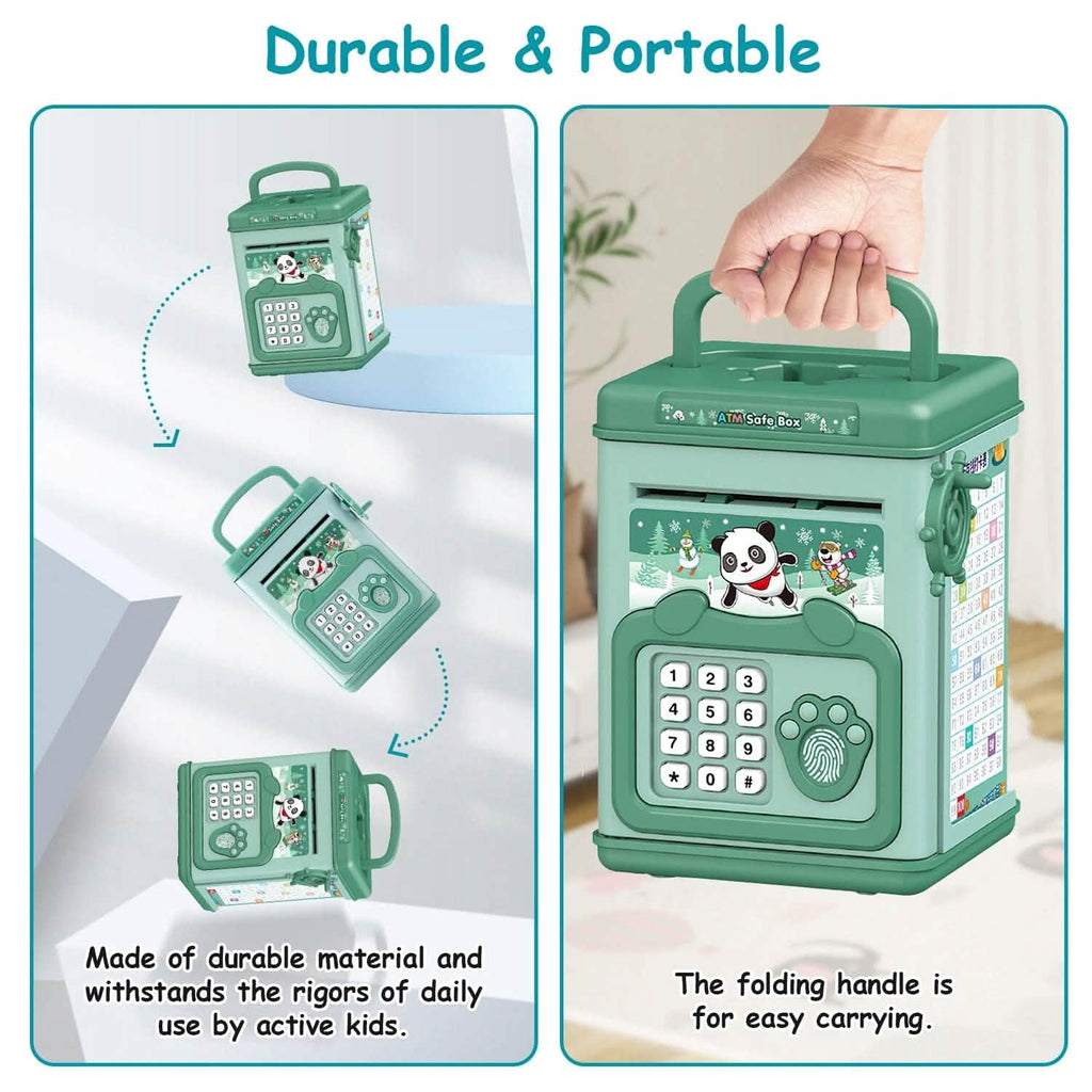 Piggy Bank Toy Cash Coin Money Saving Box with Password, Fingerprint Voice Prompt for 3+ Years Gold