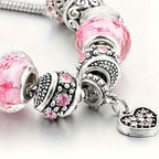 Pink Heart-Shaped Pendant Bracelet