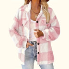 Plaid Pattern Button Front Jacket, Elegant Long Sleeve Warm Outerwear For Fall & Winter