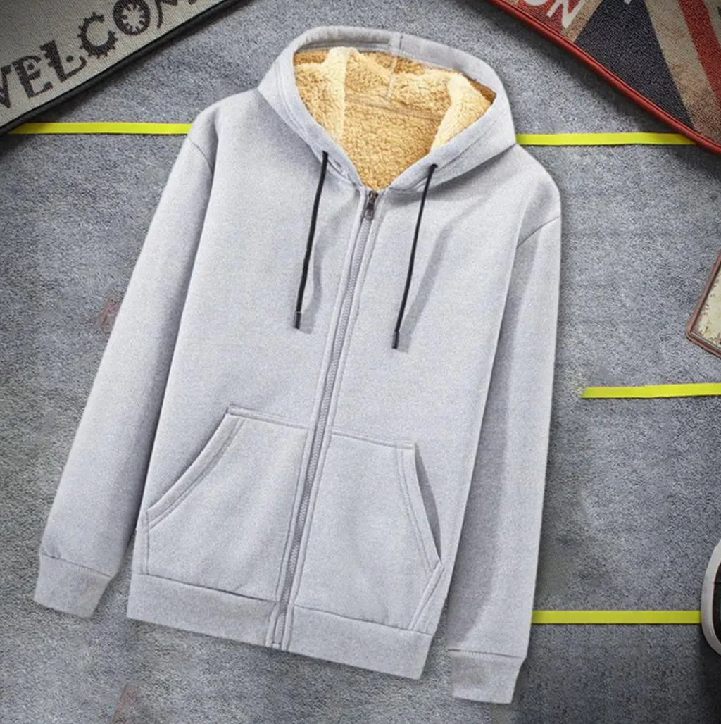 Plus-size sherpa-lined hooded winter jacket