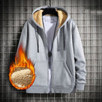 Plus-size sherpa-lined hooded winter jacket