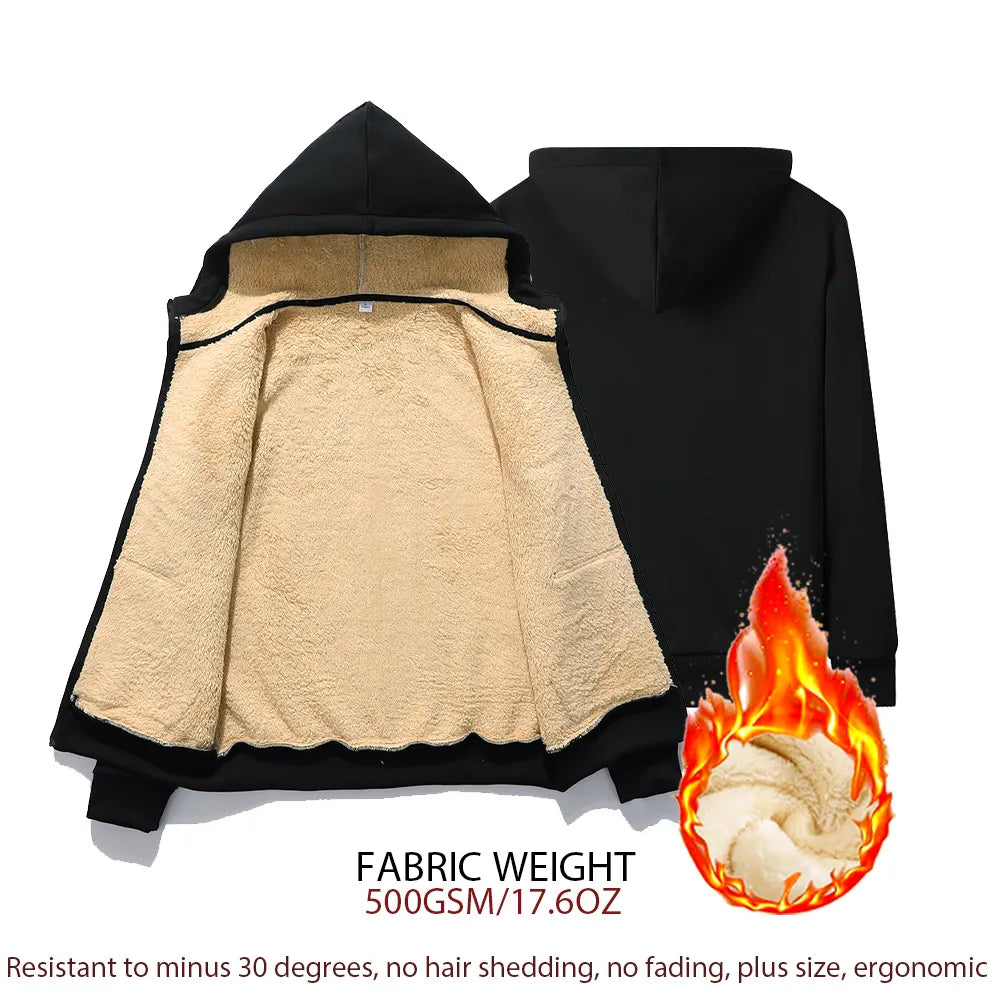 Plus-size sherpa-lined hooded winter jacket