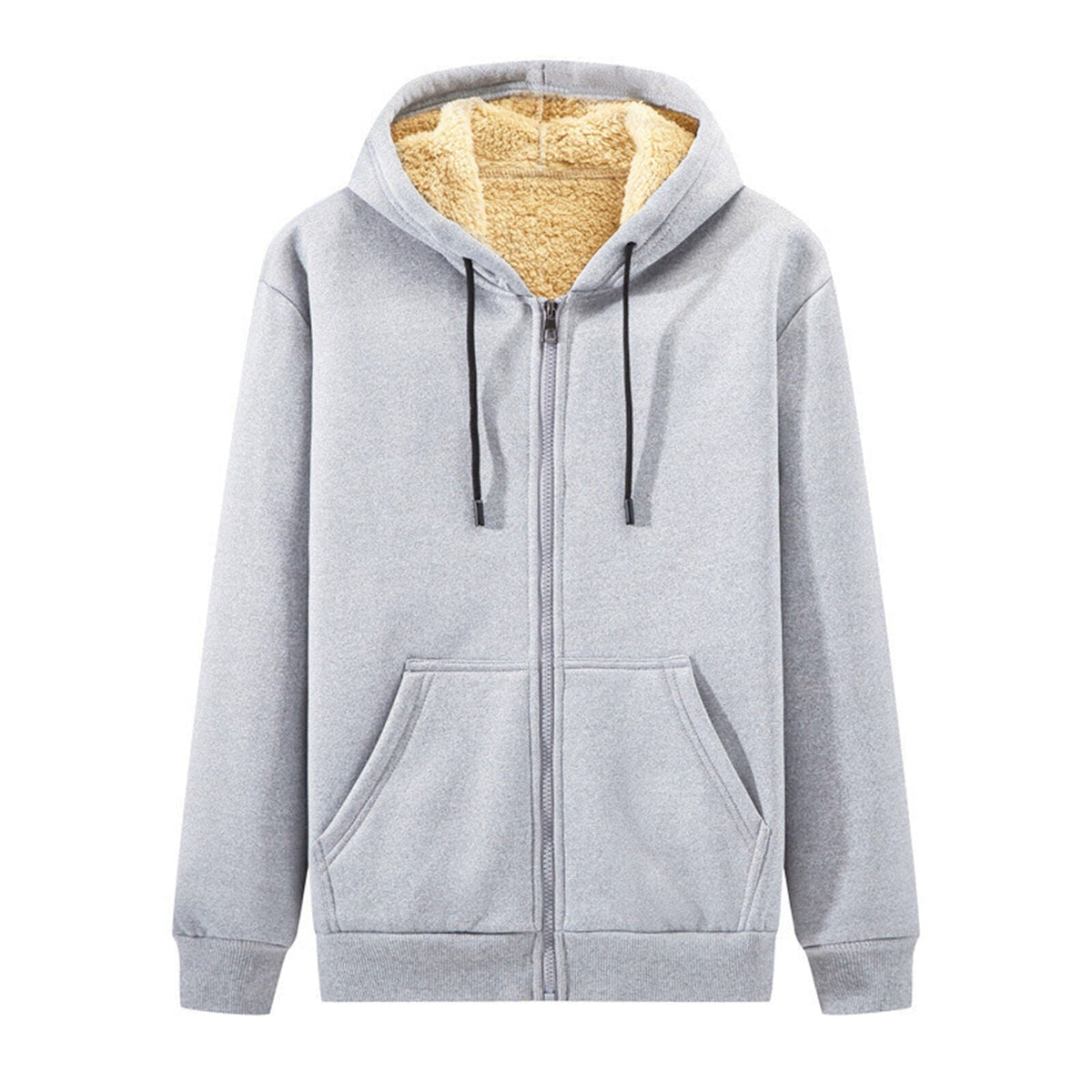 Plus-size sherpa-lined hooded winter jacket