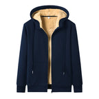 Plus-size sherpa-lined hooded winter jacket
