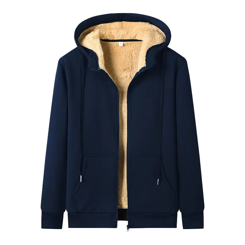 Plus-size sherpa-lined hooded winter jacket