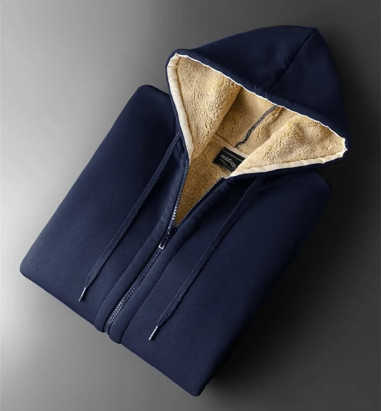 Plus-size sherpa-lined hooded winter jacket