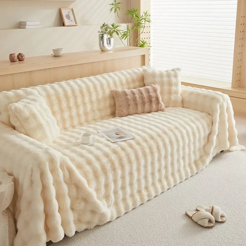 Luxurious Faux Fur Sofa Blanket for Warm Comfort