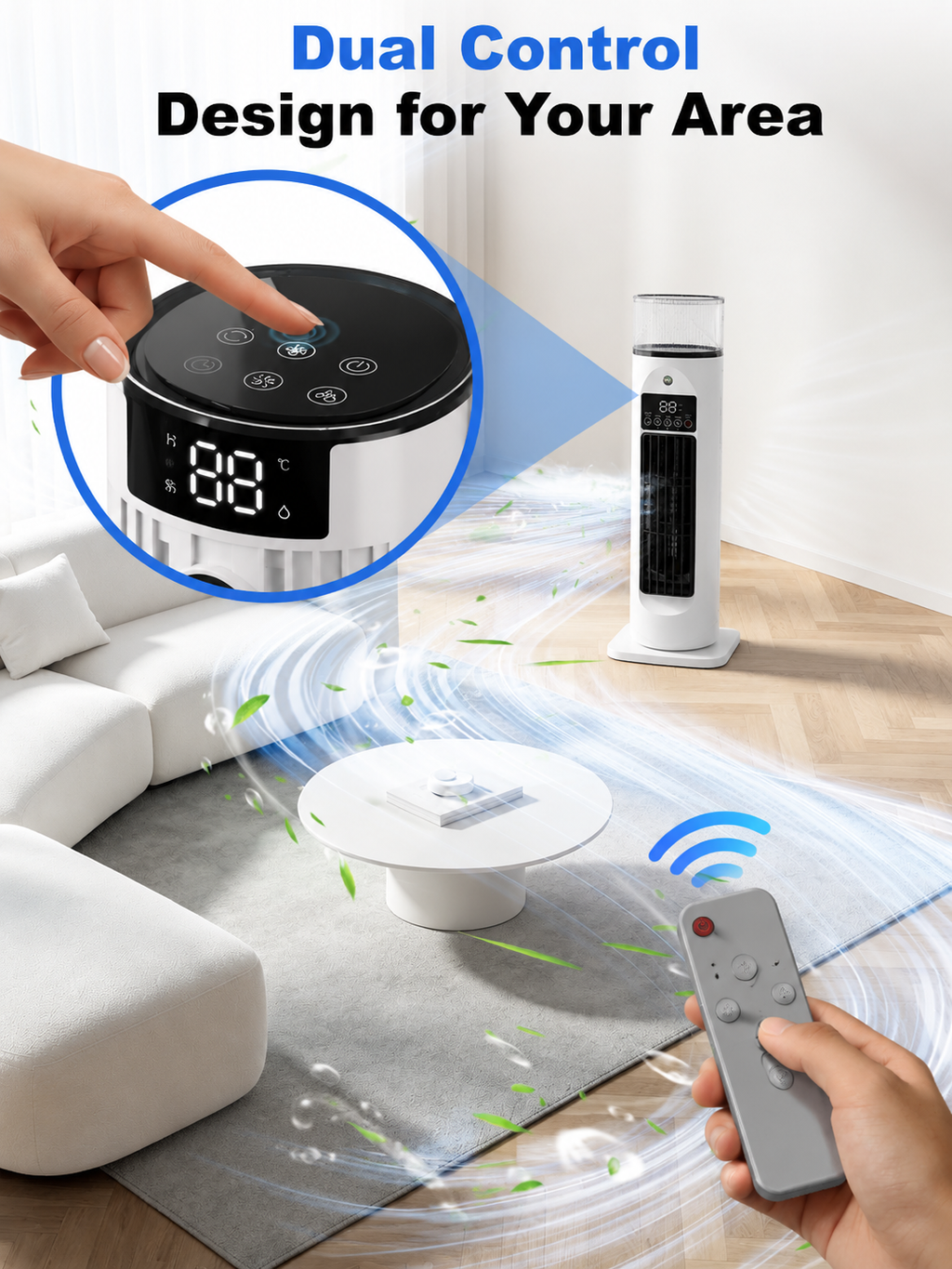 Portable 4-in-1 Room Cooler with Remote Control and Timer