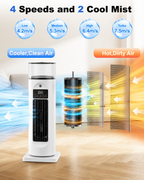 Portable 4-in-1 Room Cooler with Remote Control and Timer