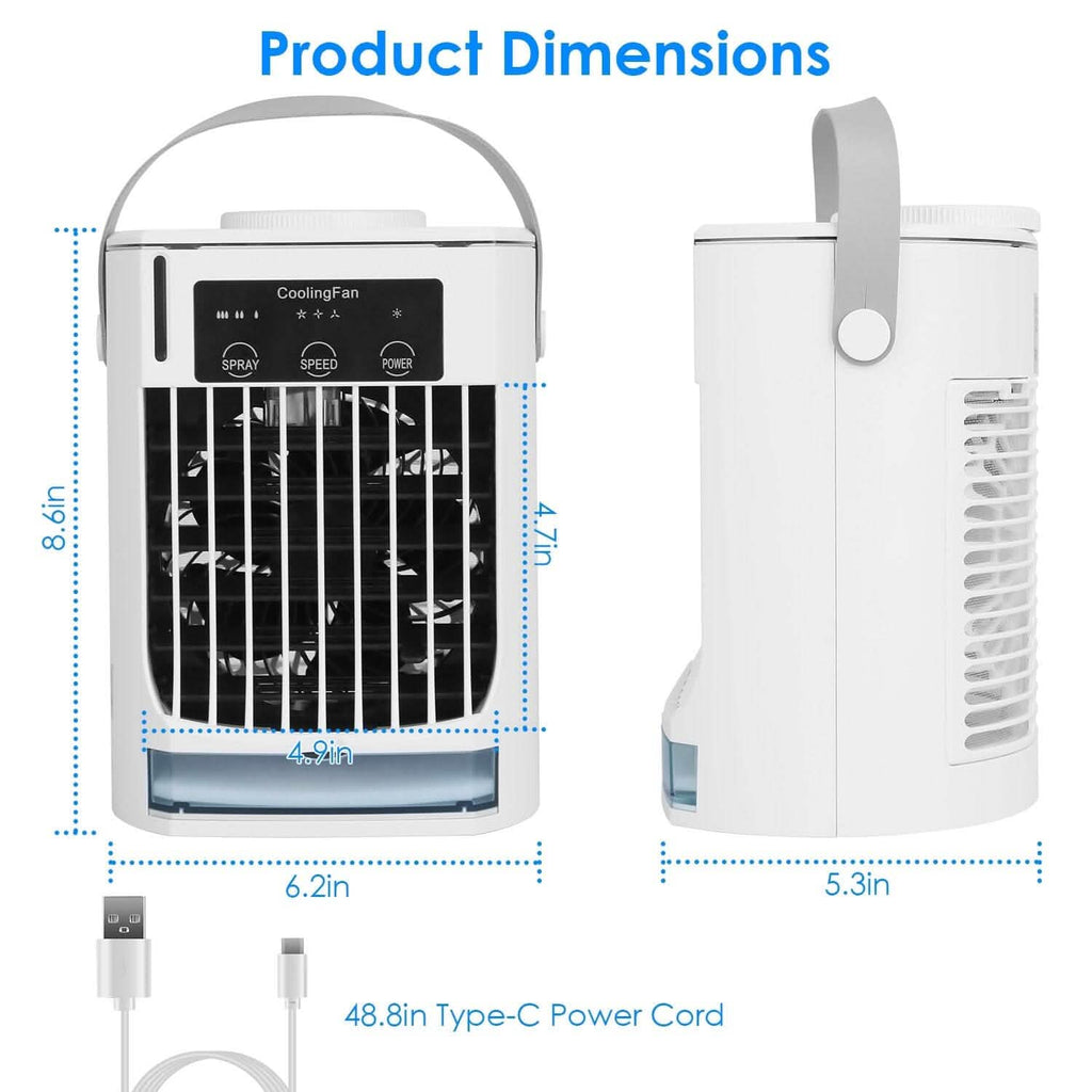 Portable Air Conditioner Fan Evaporative Humidifier 3 Speed Spray
