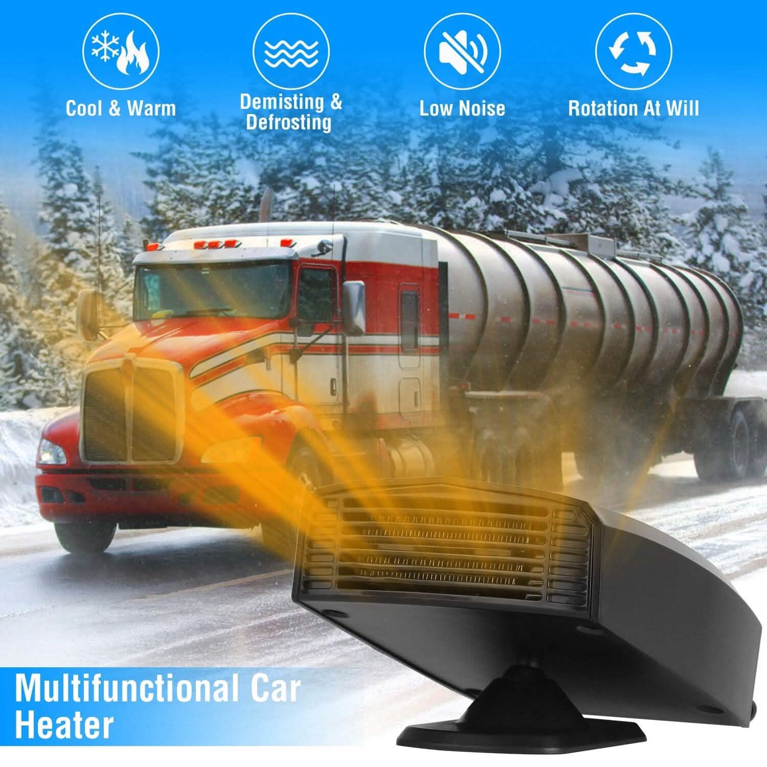 Portable Car Heater Heating Fan 2-in-1 Defroster Defogger Demister Windshield Heater