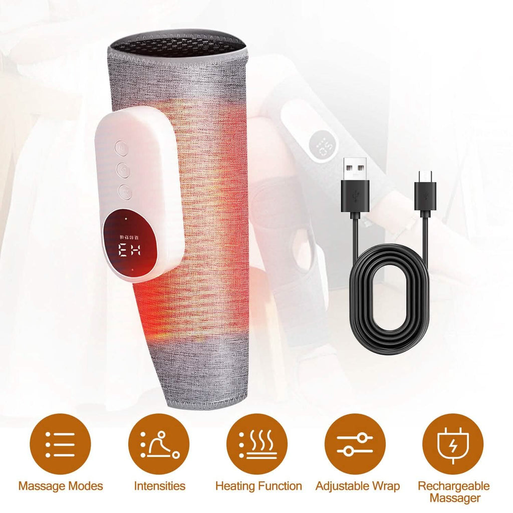 Portable Cordless Rechargeable Air Leg Compression Massage Adjustable Wrap with 3 Modes Intensities Heating Function