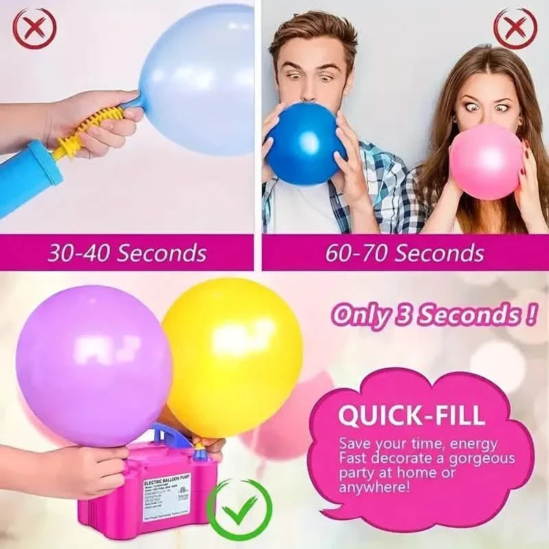 Portable Dual Nozzle Electric Air Balloon Pump and Tying Tool