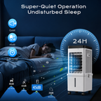 Portable Evaporative Air Cooler for Home, 12L Tank & Timer