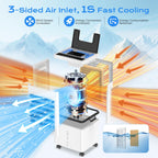 Portable Evaporative Air Cooler for Home, 12L Tank & Timer