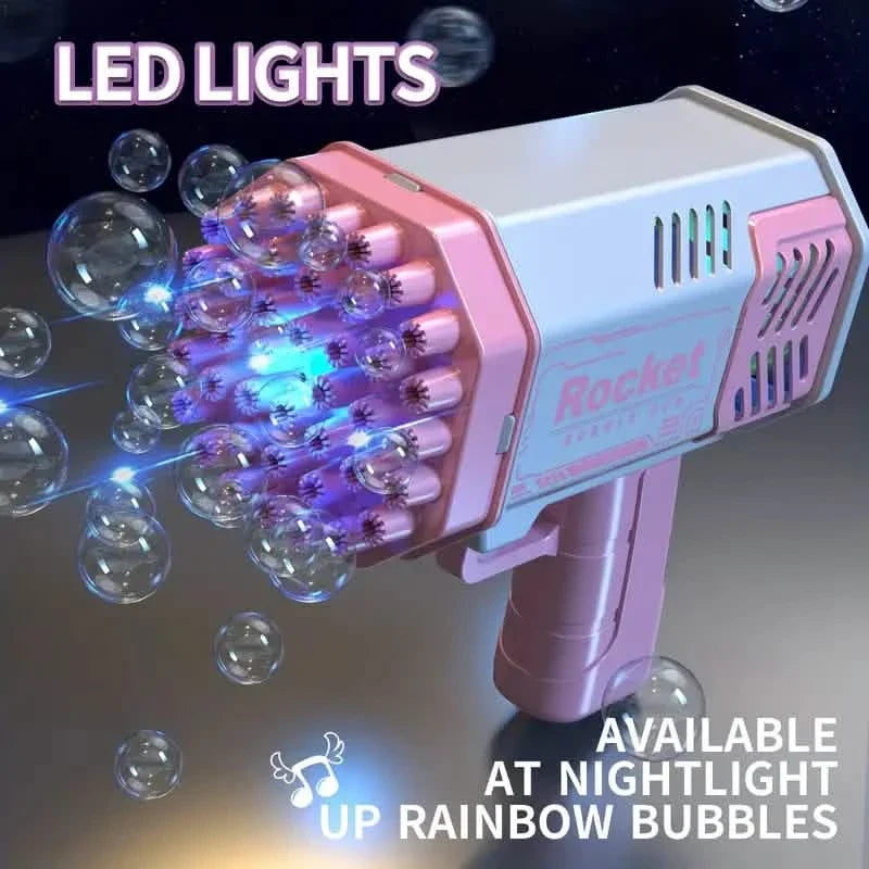 Portable Handheld Automatic Electric 40 Holes Rocket Launcher Bubble Gun with LED Light