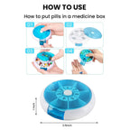 Portable Push Button Rotating Round Case Once A Day Daily Medicine Organizer