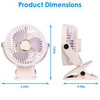 Portable Quiet Rechargeable Clip-On Fan