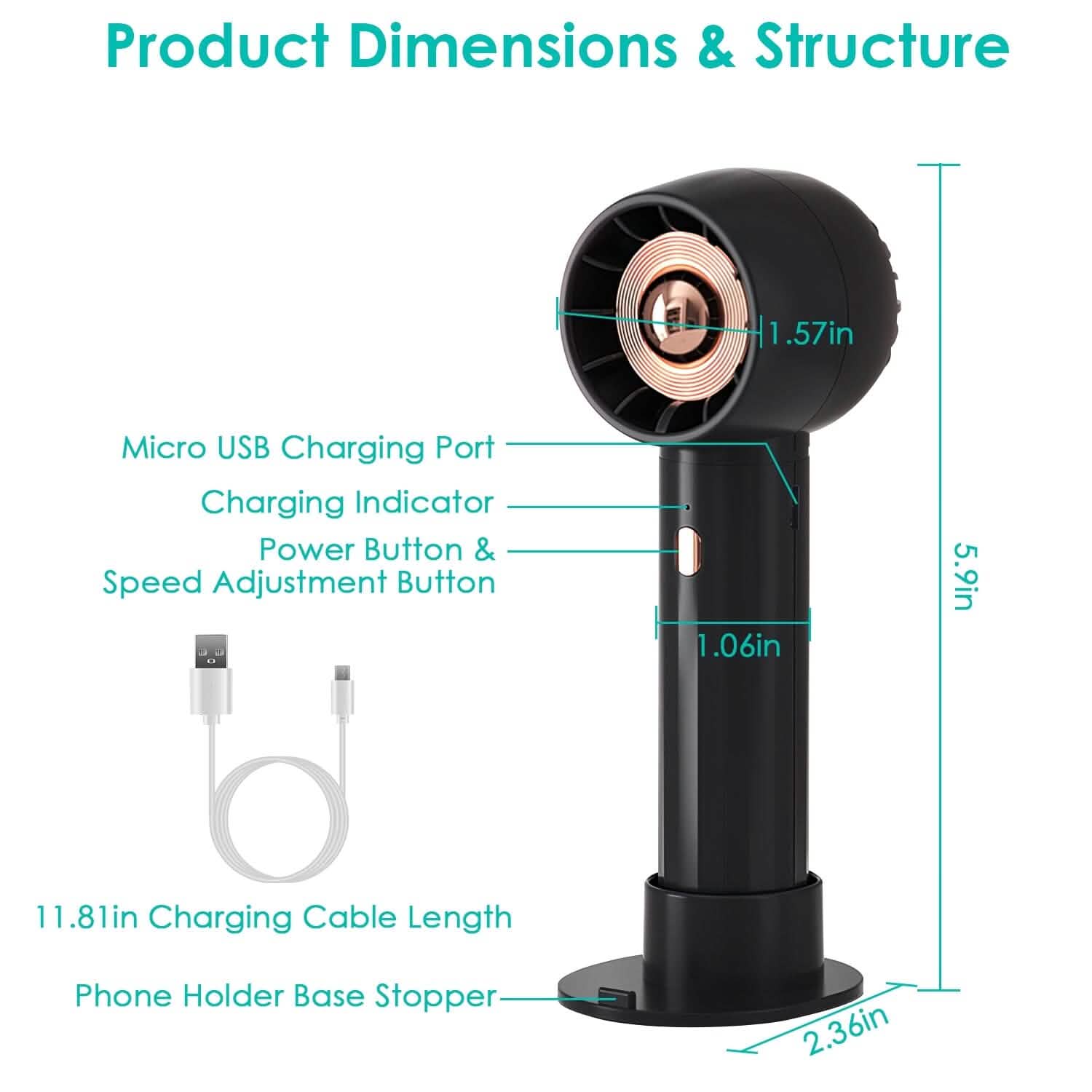 Portable Rechargeable Handheld Fan