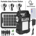 Portable Solar Power Station with Flashlight and 3 Lighting Bulbs