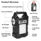 Portable Solar Power Station with Flashlight and 3 Lighting Bulbs