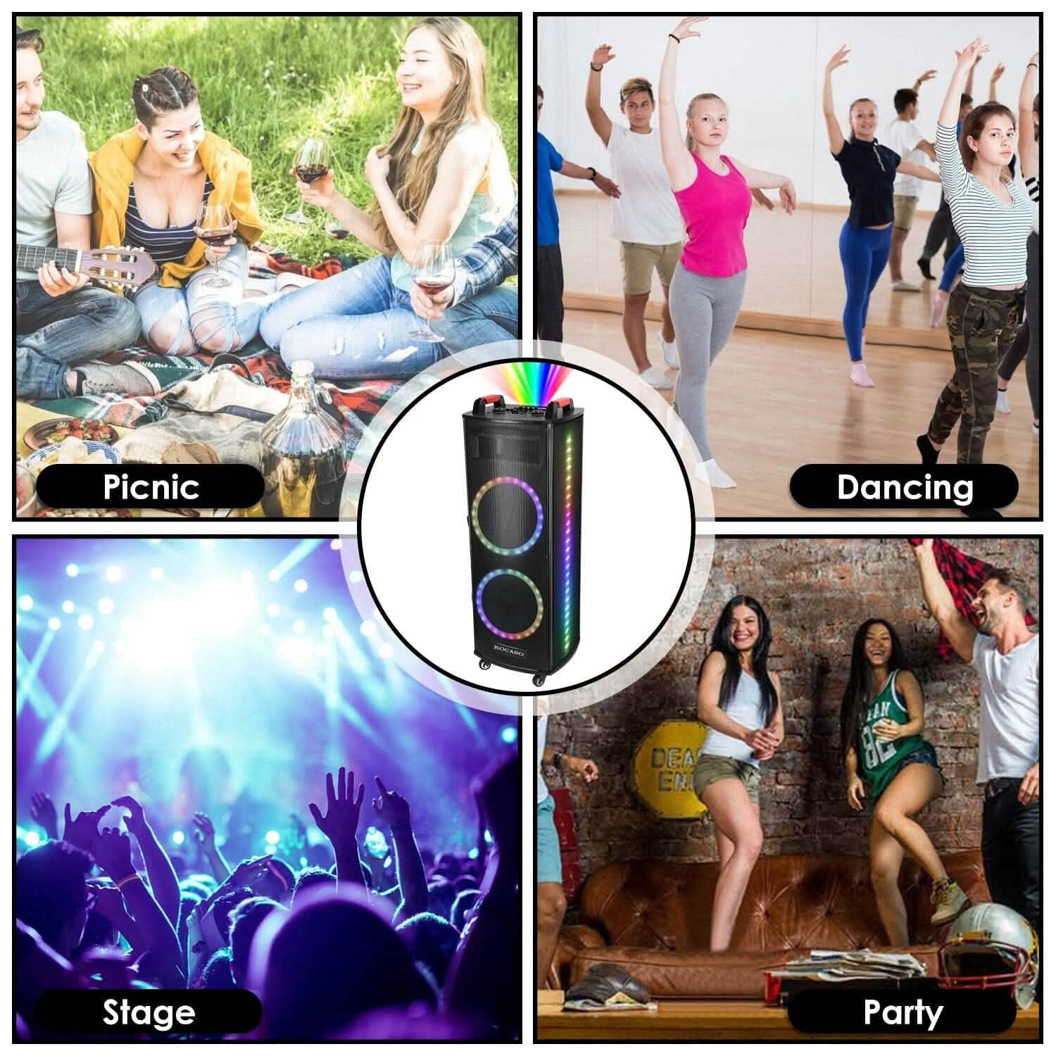 Portable Wireless Party Speaker Colorful Lights DJ PA System