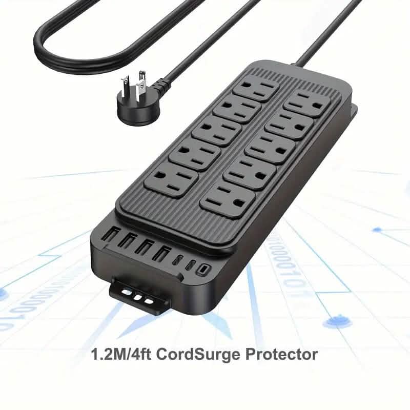 Power Strip Plug with 10-Outlets, 6 USB Ports and 2 USB-C