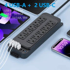 Power Strip Plug with 10-Outlets, 6 USB Ports and 2 USB-C