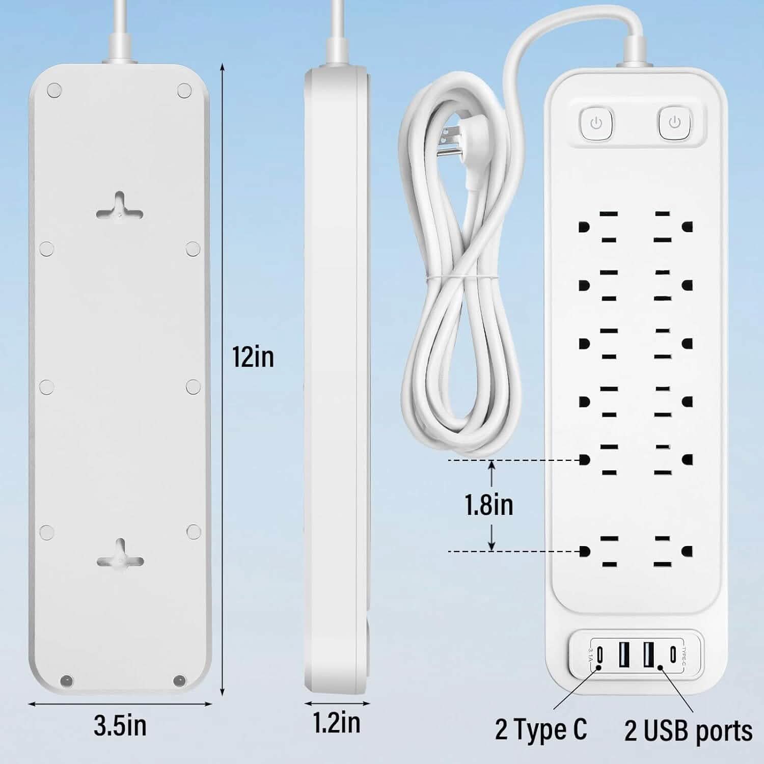 Power Strip with Surge Protector Extension Cord