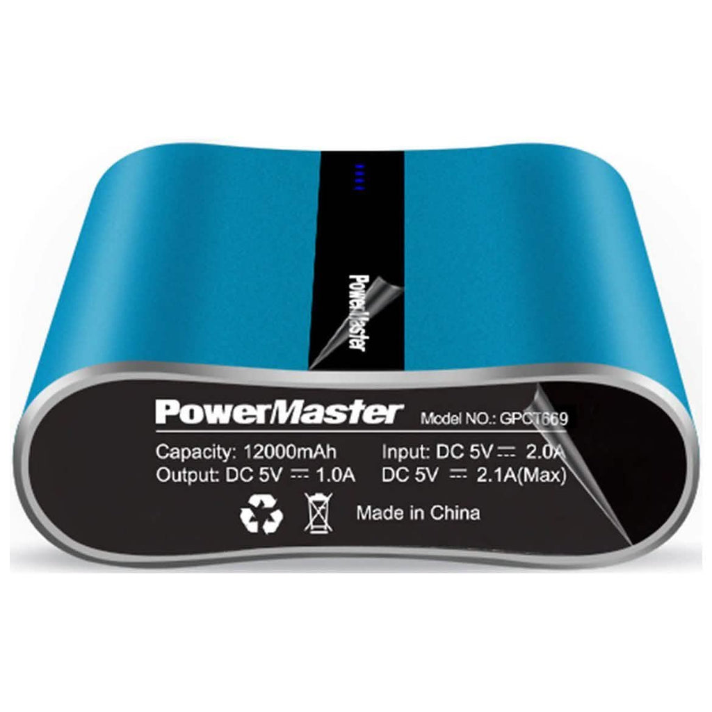 Powermaster 12000mAh Portable Charger with Dual USB Ports 3.1A Output