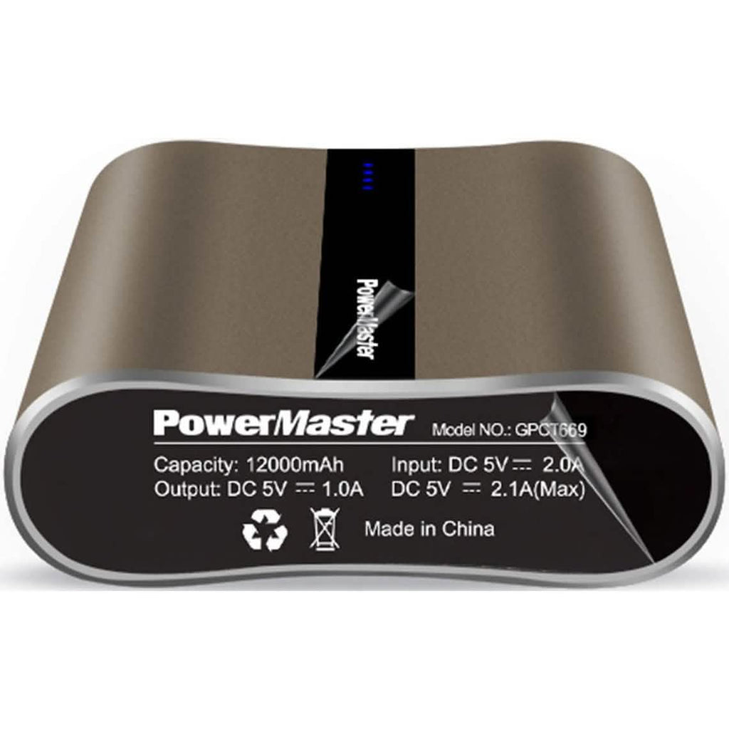 Powermaster 12000mAh Portable Charger with Dual USB Ports 3.1A Output