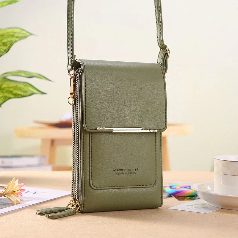 Compact Leather Purse with Adjustable Crossbody Strap
