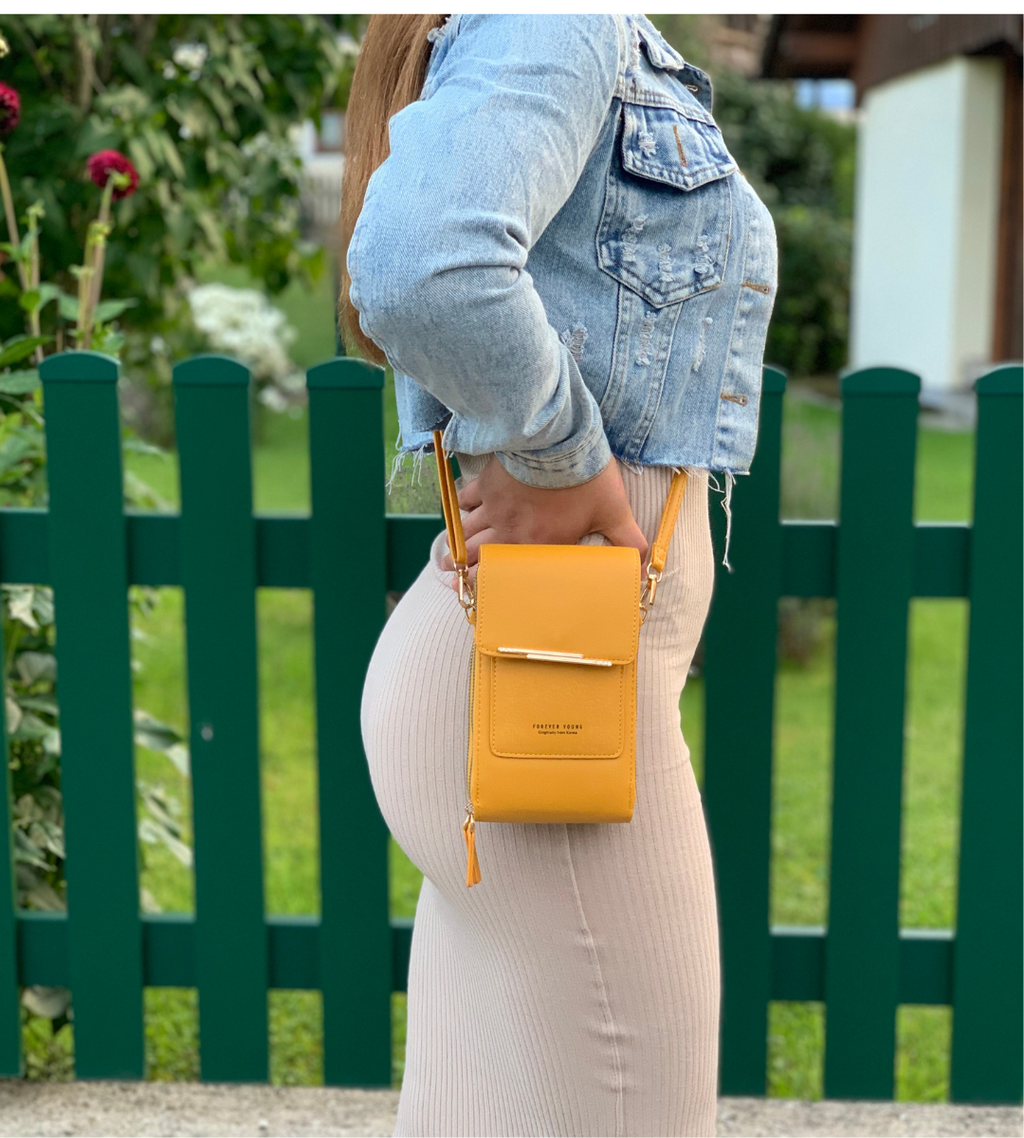 Compact Leather Purse with Adjustable Crossbody Strap