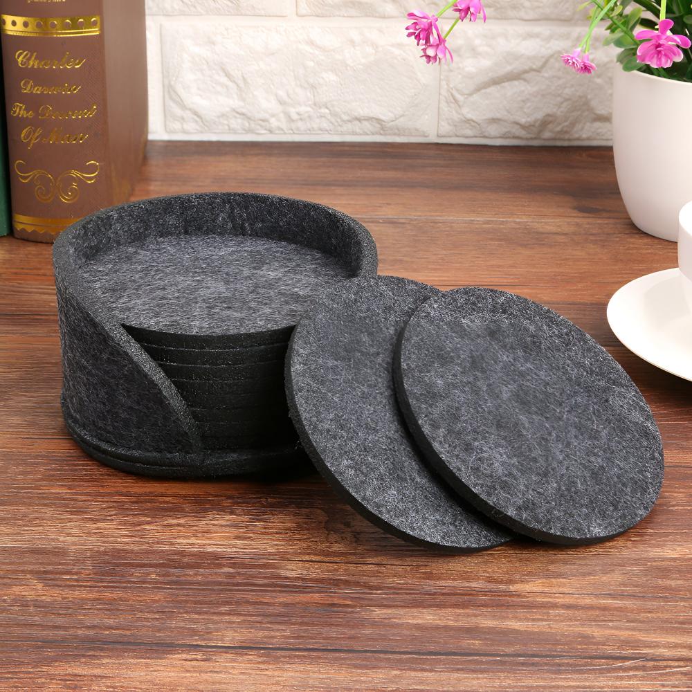 Classic Felt Coaster Set with Holder