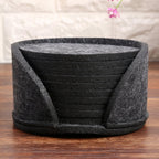 Classic Felt Coaster Set with Holder