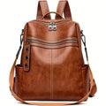 Premium Genuine Leather Womens Backpack - Brown